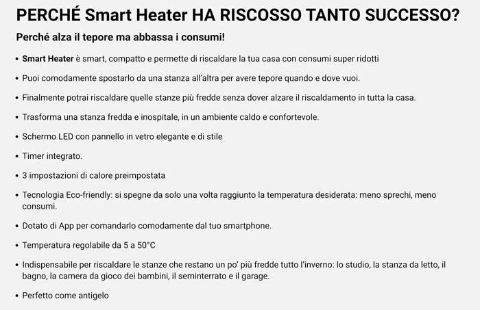 caratteristiche di Smart Heater
